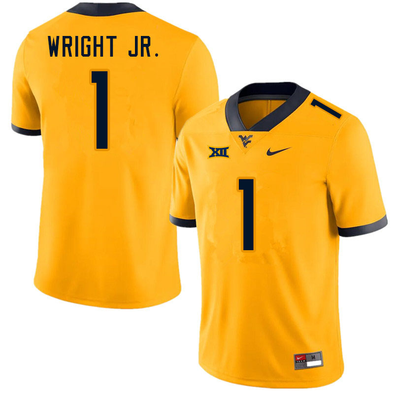 NCAA Men's Winston Wright Jr. West Virginia Mountaineers Gold #1 Nike Stitched Football College Authentic Jersey XF23Q15YG